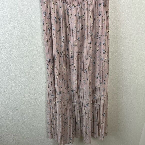 MELLODAY Pink Floral Off Shoulder Pleated Dress sz L - Picture 4 of 7